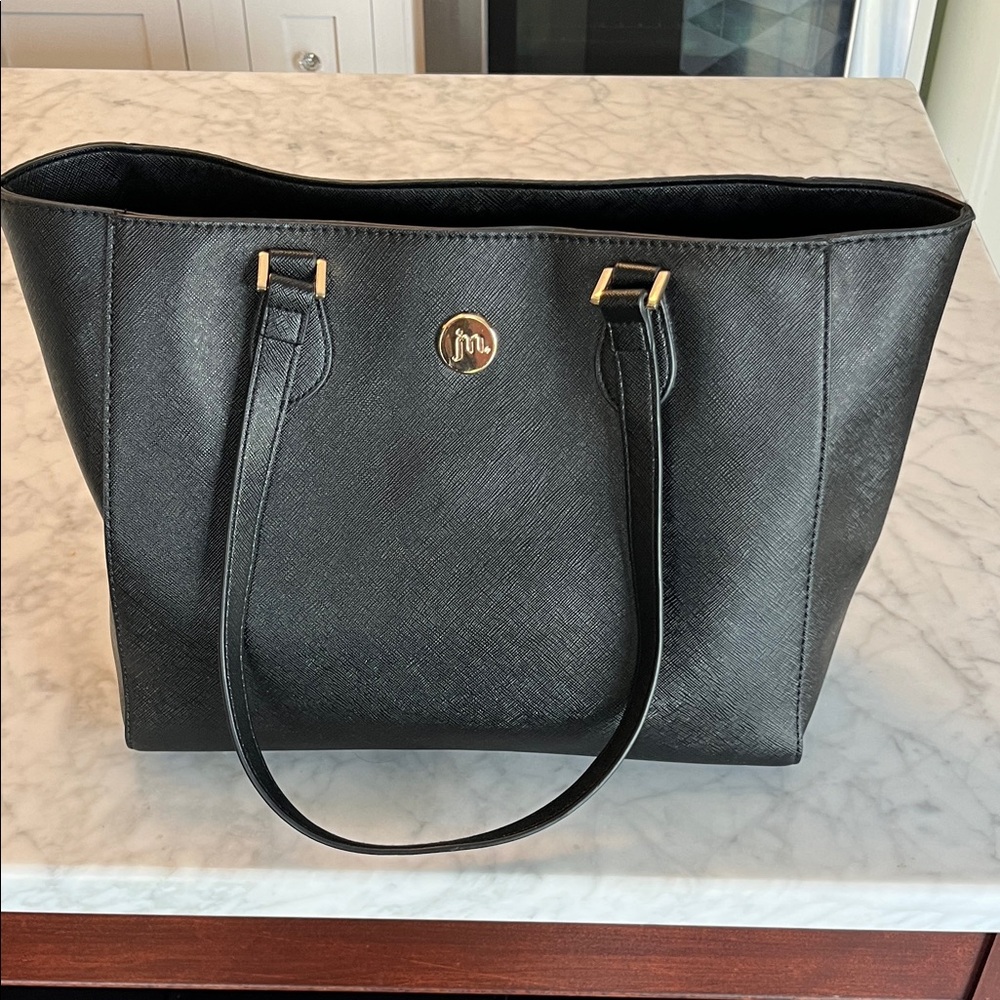 Jessica Moore Black Tote Bag with Gold Accents